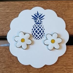 Prep Obsessed Enamel Daisy Stud Earrings
